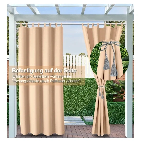 Outdoor Curtain Panel for Patio 50x120inch Beige - Picture 3 of 8